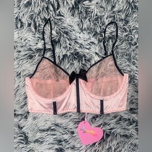Sugar thrillz Pink and black corset bra